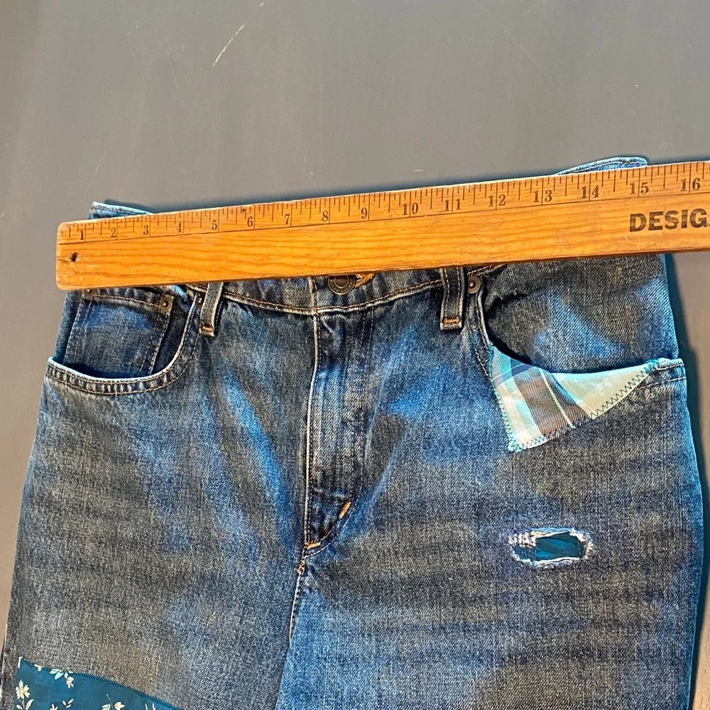 Ralph Lauren Women’s Patchwork Boyfriend Fit Blue Jeans - Picture 9 of 11